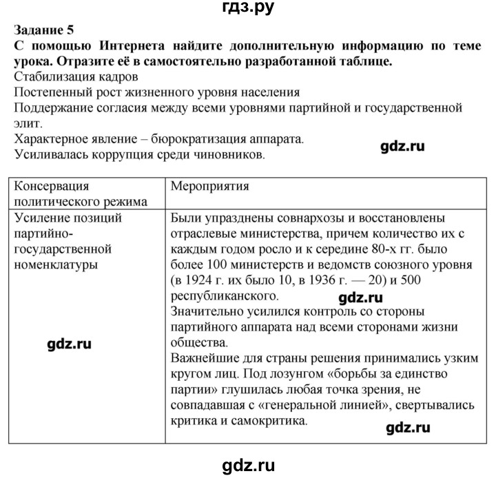 ГДЗ по истории 9 класс Данилов рабочая тетрадь (История России)  § 43 - 5, Решебник