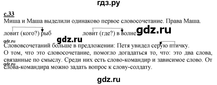 ГДЗ по русскому языку 2 класс Чуракова   часть 1. страница - 33, Решебник №1