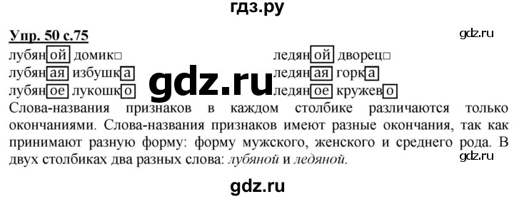 ГДЗ по русскому языку 2 класс Чуракова   часть 1. страница - 75, Решебник №1