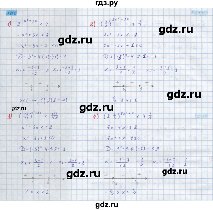 ГДЗ по алгебре 10 класс Колягин  Базовый и углубленный уровень упражнение - 706, Решебник