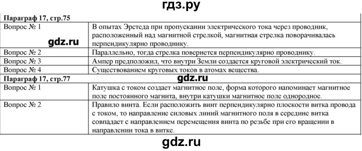 ГДЗ по физике 8 класс Кабардин   вопросы к § - § 17, Решебник