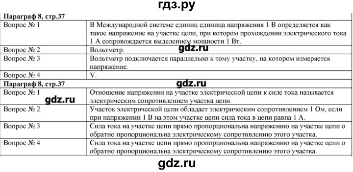 ГДЗ по физике 8 класс Кабардин   вопросы к § - § 8, Решебник