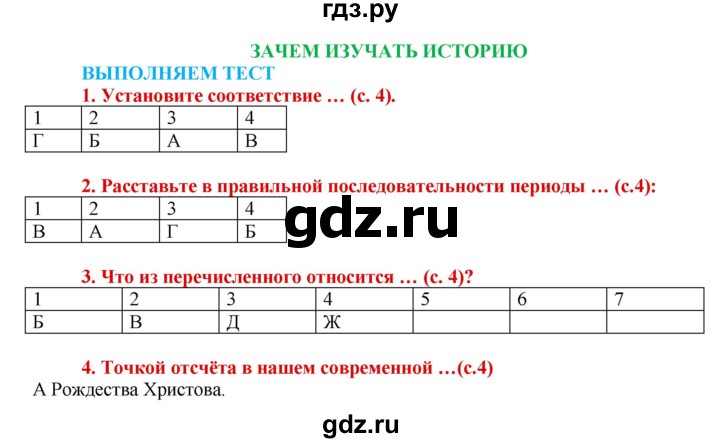 ГДЗ по истории 5 класс Уколова тетрадь-тренажер  страница - 4, Решебник №1 2017