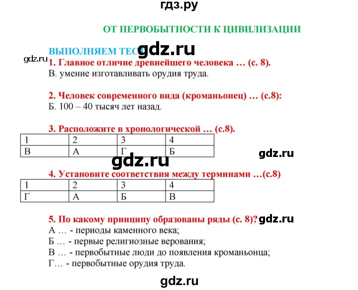 ГДЗ по истории 5 класс Уколова тетрадь-тренажер  страница - 8, Решебник №1 2017