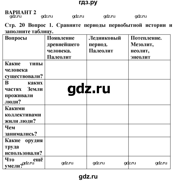 ГДЗ по истории 5 класс Уколова тетрадь-тренажер  страница - 20, Решебник 2019