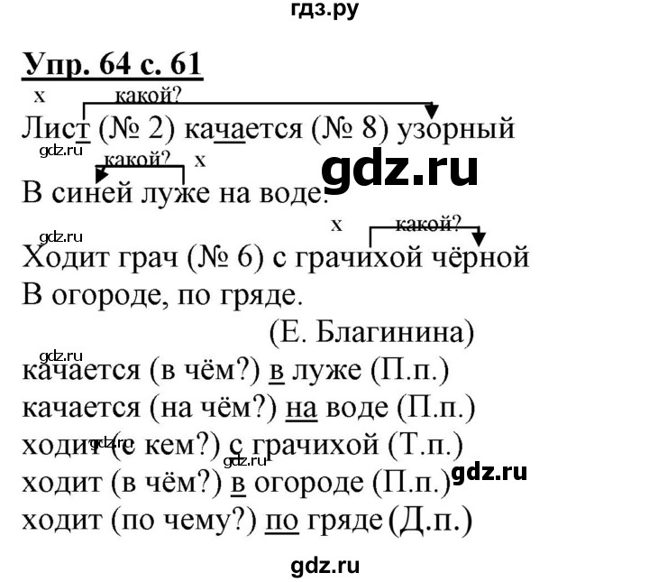 ГДЗ по русскому языку 3 класс Байкова тетрадь для самостоятельной работы (Каленчук)  часть 1 - 64, Решебник №1