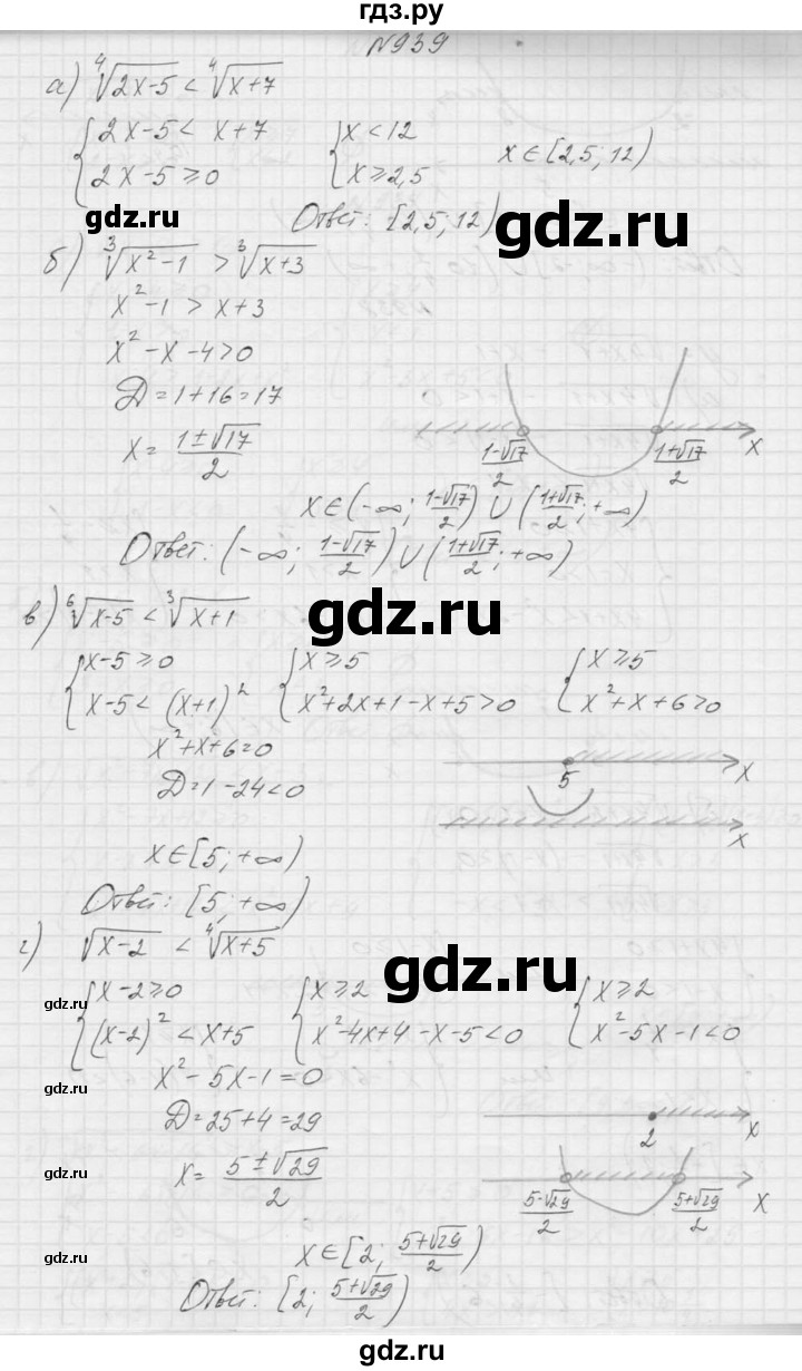 ГДЗ по алгебре 9 класс Макарычев  Углубленный уровень упражнение - 939, Решебник к учебнику 2015