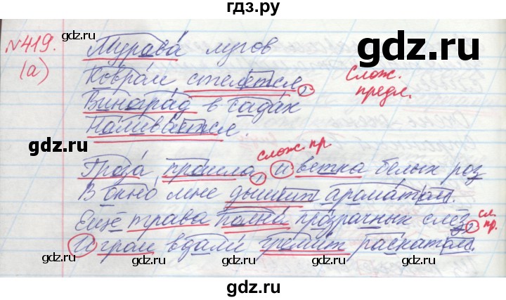 ГДЗ по русскому языку 4 класс Нечаева   упражнение - 419, Решебник №1