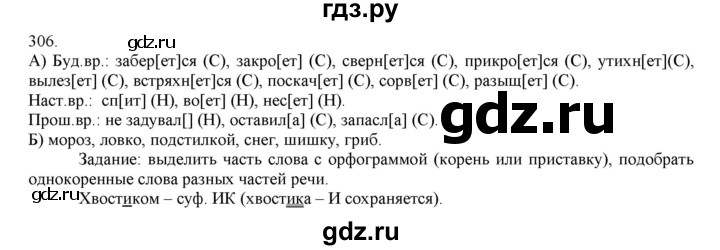ГДЗ по русскому языку 4 класс Нечаева   упражнение - 306, Решебник №1 2014