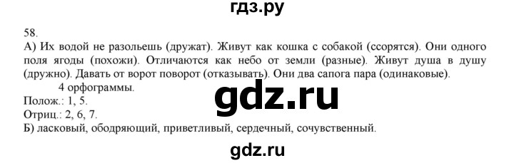 ГДЗ по русскому языку 4 класс Нечаева   упражнение - 58, Решебник №1 2014