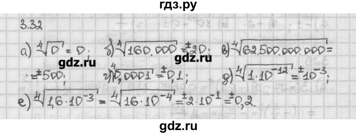 ГДЗ по алгебре 10 класс Никольский   § 3. корень степени n. - 3.32, Решебник