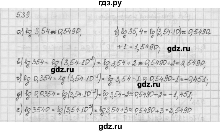ГДЗ по алгебре 10 класс Никольский   § 5. логарифмы. - 5.39, Решебник