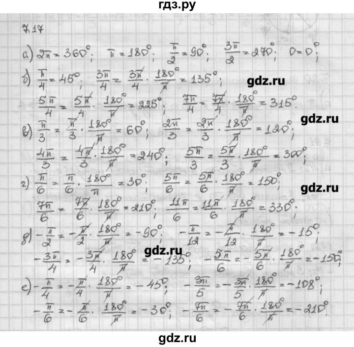 ГДЗ по алгебре 10 класс Никольский   § 7. синус и косинус угла. - 7.17, Решебник