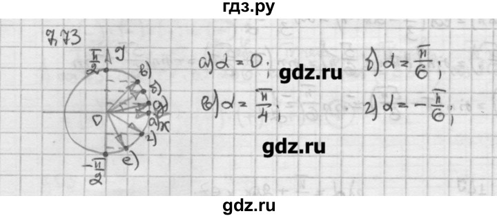 ГДЗ по алгебре 10 класс Никольский   § 7. синус и косинус угла. - 7.73, Решебник