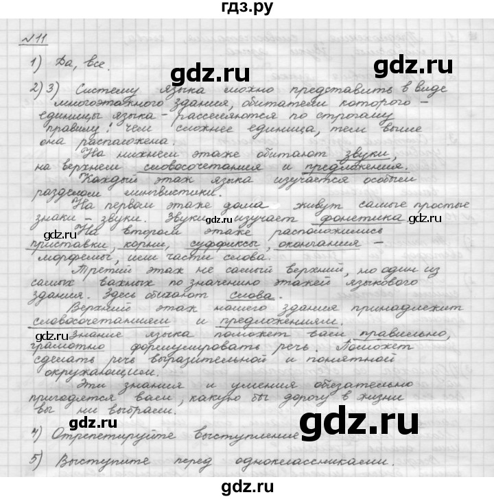 ГДЗ по русскому языку 5 класс Шмелев   глава 2 / упражнение - 11, Решебник