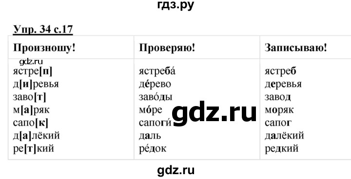 ГДЗ по русскому языку 2 класс  Канакина рабочая тетрадь  часть 2. упражнение - 34, Решебник №1 к тетради 2015