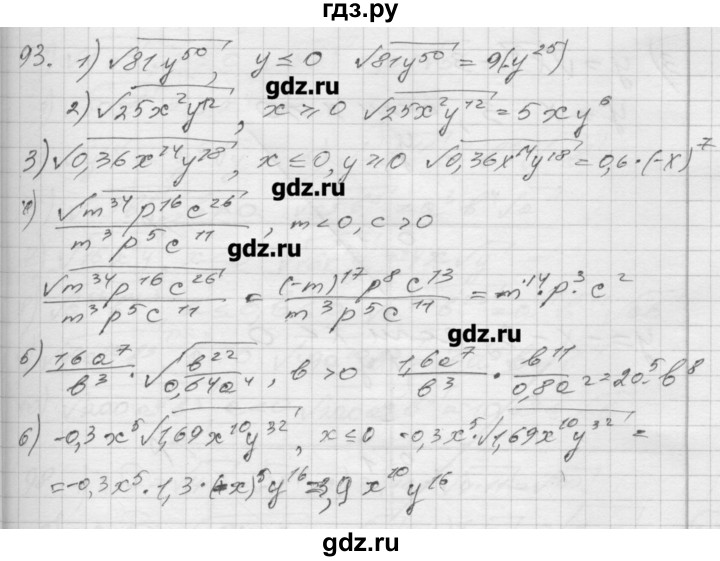 ГДЗ по алгебре 8 класс Мерзляк дидактические материалы  вариант 2 - 93, Решебник №1