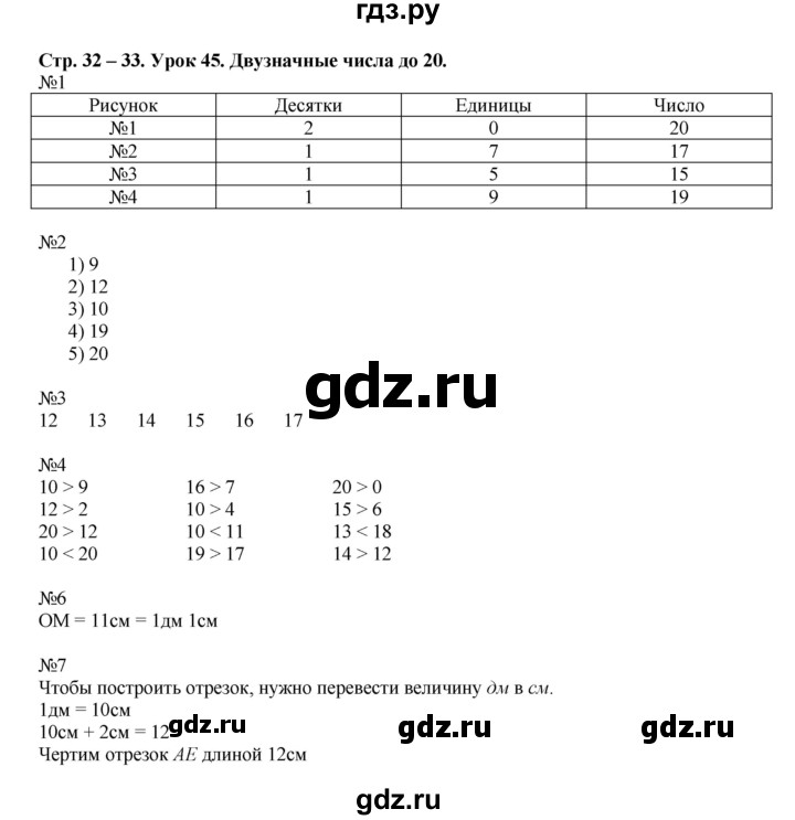 ГДЗ по математике 1 класс МуравинаВ рабочая тетрадь  урок - Урок 45, Решебник