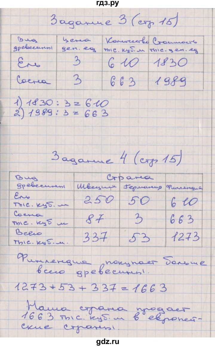 ГДЗ по математике 4 класс Захарова тетрадь для самостоятельной работы (Чекин)  часть 3. страница - 15, Решебник №1