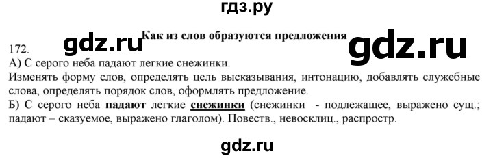 ГДЗ по русскому языку 3 класс Нечаева   часть 1 / упражнение - 172, Решебник 2014