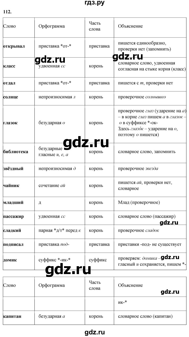 ГДЗ по русскому языку 3 класс Нечаева   часть 1 / упражнение - 112, Решебник 2024