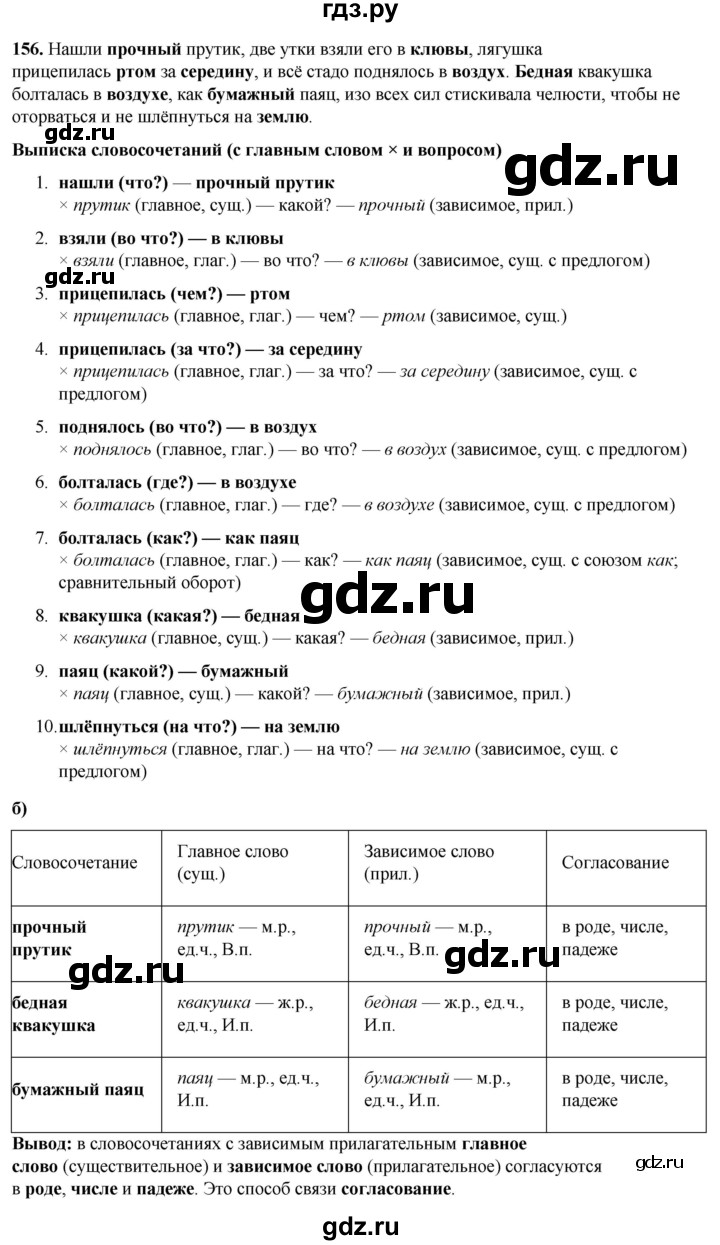 ГДЗ по русскому языку 3 класс Нечаева   часть 1 / упражнение - 156, Решебник 2024