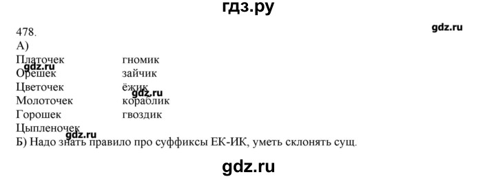 ГДЗ по русскому языку 3 класс Нечаева   упражнение - 478, Решебник