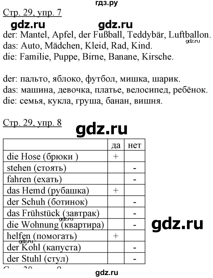 ГДЗ по немецкому языку 2 класс Гальскова рабочая тетрадь  часть 2. страница - 29, Решебник №1