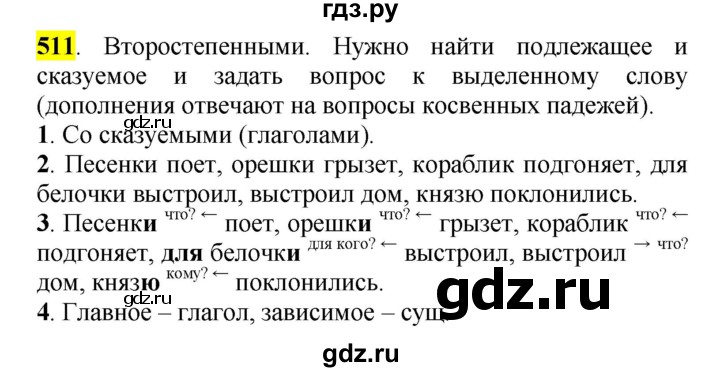 ГДЗ по русскому языку 5 класс Рыбченкова   часть 2 / упражнение - 511, Решебник 2016