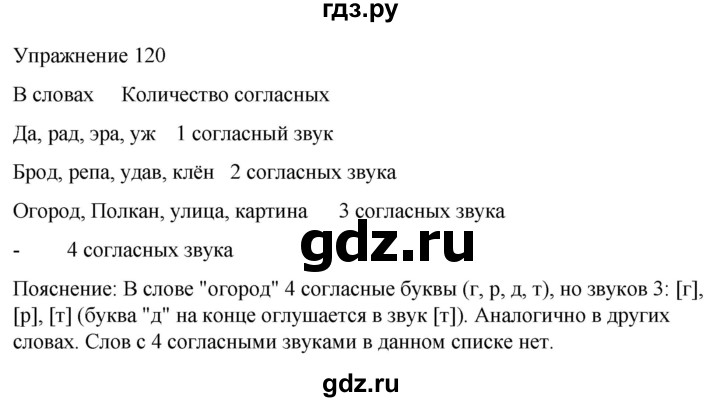 ГДЗ по русскому языку 5 класс Рыбченкова   часть 1 / упражнение - 120, Решебник 2024