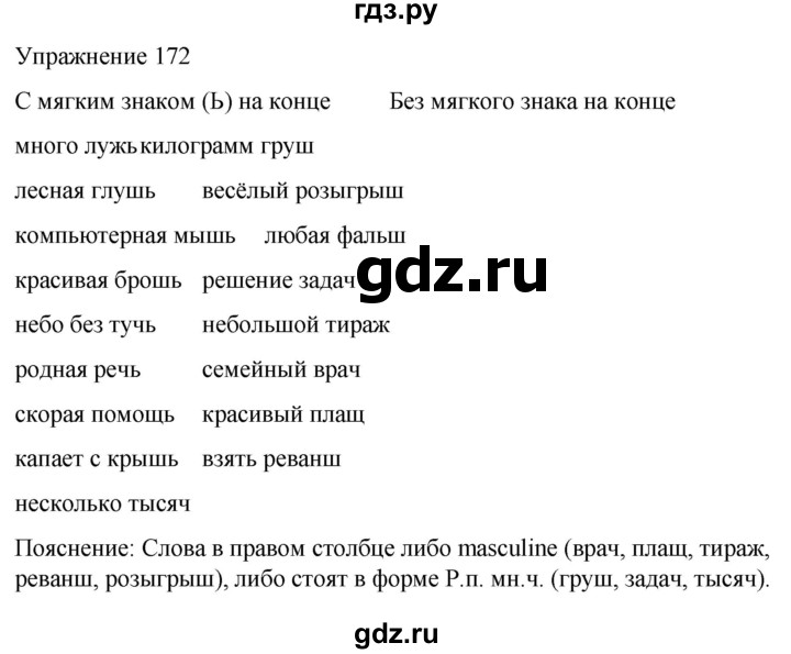 ГДЗ по русскому языку 5 класс Рыбченкова   часть 2 / упражнение - 172, Решебник 2024