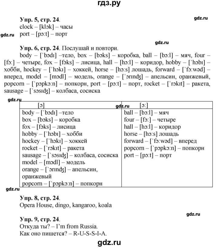 ГДЗ Часть 1. Страница 24 Английский Язык 3 Класс Форвард Вербицкая.