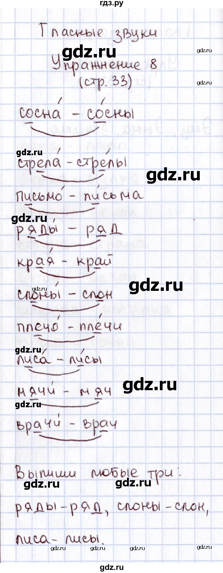 ГДЗ по русскому языку 1 класс  Канакина рабочая тетрадь  страница - 33, Решебник №3 2013