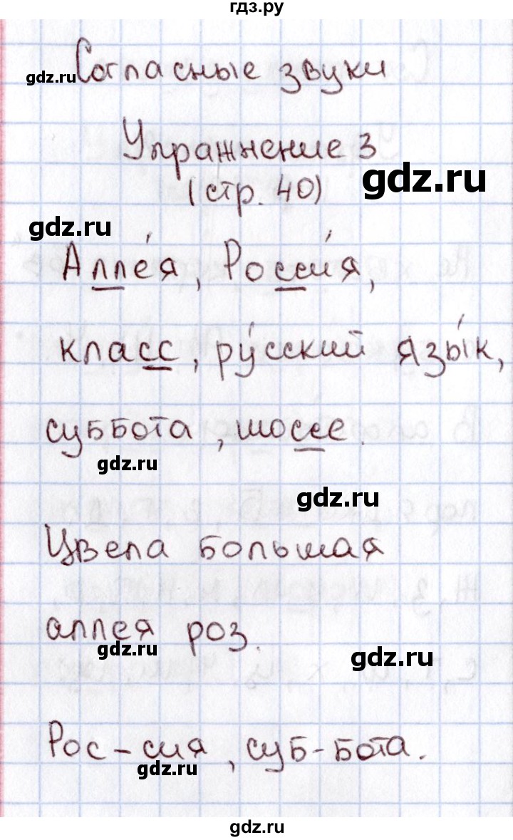 ГДЗ по русскому языку 1 класс  Канакина рабочая тетрадь  страница - 40, Решебник №3 2013