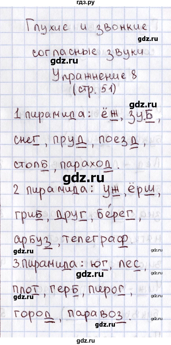 ГДЗ по русскому языку 1 класс  Канакина рабочая тетрадь  страница - 51, Решебник №3 2013