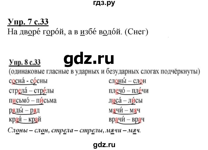 ГДЗ по русскому языку 1 класс  Канакина рабочая тетрадь  страница - 33, Решебник №1 2013