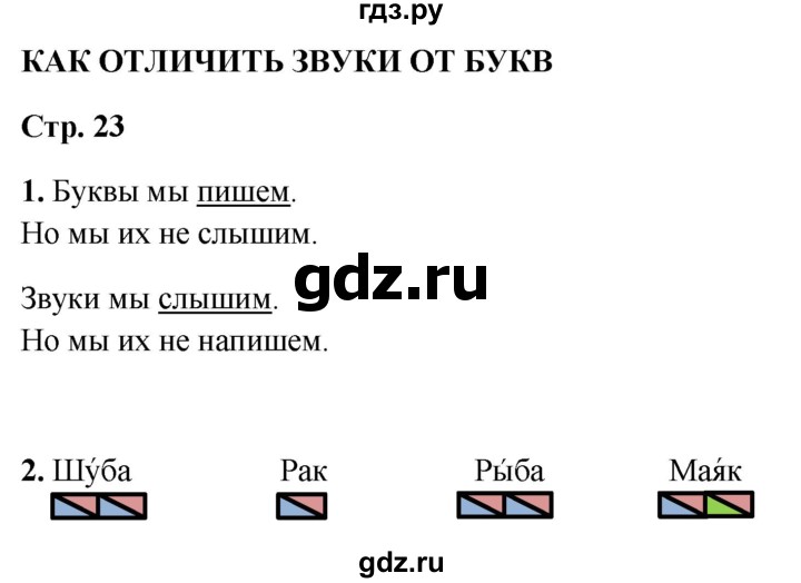 ГДЗ по русскому языку 1 класс  Канакина рабочая тетрадь  страница - 23, Решебник 2025