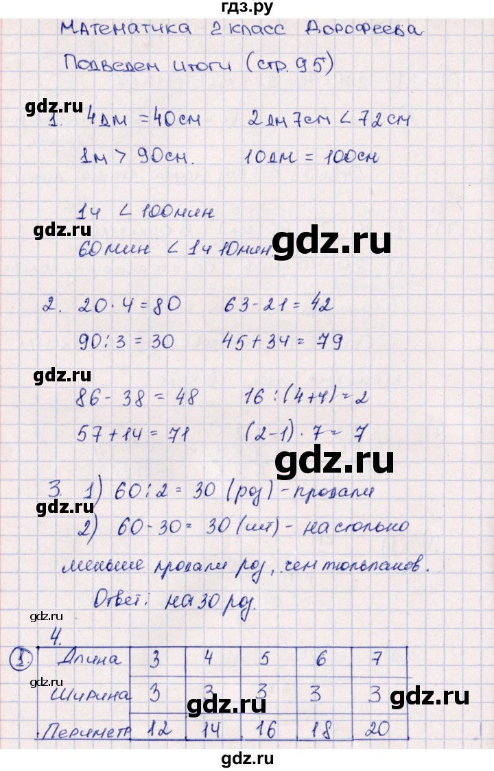 ГДЗ по математике 2 класс Дорофеев   часть 2. страница - 95, Решебник №1 к учебнику 2019