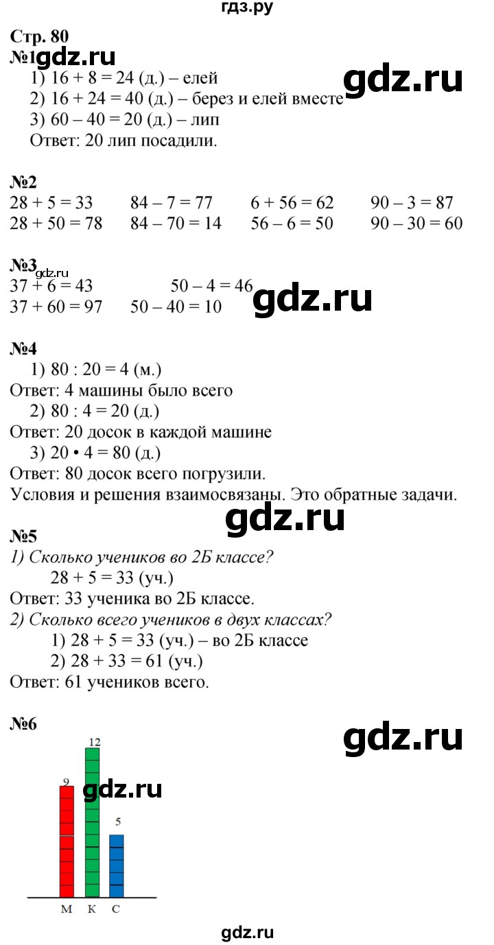 ГДЗ по математике 2 класс Дорофеев   часть 2. страница - 80, Решебник 2023