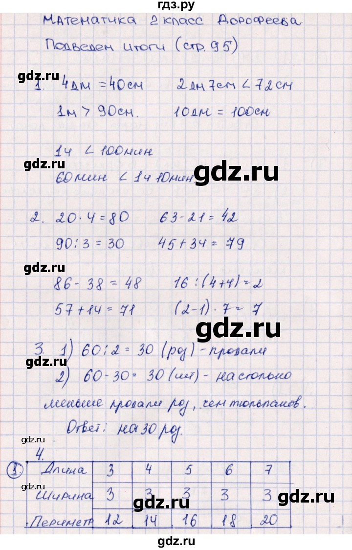 ГДЗ по математике 2 класс Дорофеев   часть 2. страница - 95, Решебник №1 2019