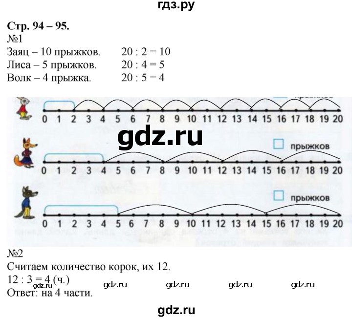 ГДЗ по математике 2 класс Дорофеев рабочая тетрадь  часть 1 (страница) - 94-95, Решебник №1 к тетради 2020