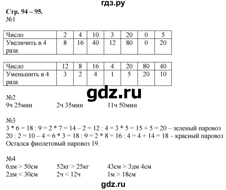 ГДЗ по математике 2 класс Дорофеев рабочая тетрадь  часть 2 (страница) - 94-95, Решебник №1 к тетради 2020