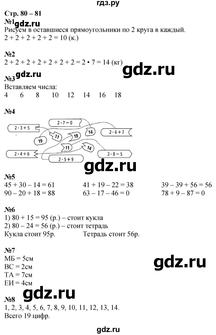 ГДЗ по математике 2 класс Дорофеев рабочая тетрадь  часть 1. страница - 80-81, Решебник 2023