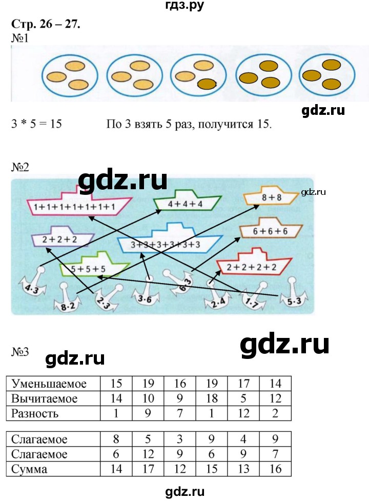 ГДЗ по математике 2 класс Дорофеев рабочая тетрадь  часть 1. страница - 26-27, Решебник №1 2020