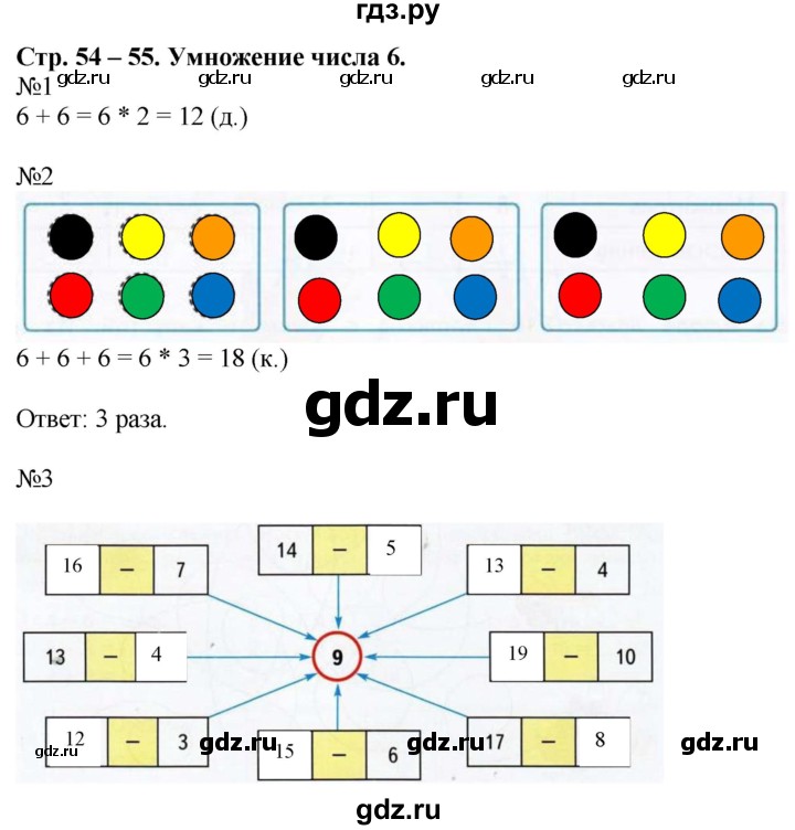 ГДЗ по математике 2 класс Дорофеев рабочая тетрадь  часть 1. страница - 54-55, Решебник №1 2020