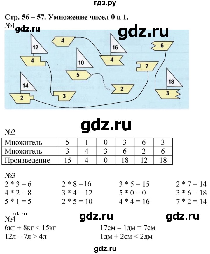 ГДЗ по математике 2 класс Дорофеев рабочая тетрадь  часть 1. страница - 56-57, Решебник №1 2020