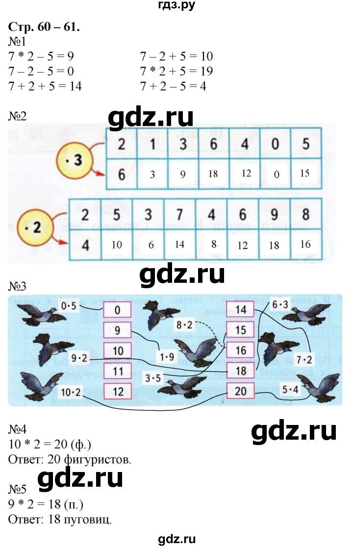 ГДЗ по математике 2 класс Дорофеев рабочая тетрадь  часть 1. страница - 60-61, Решебник №1 2020