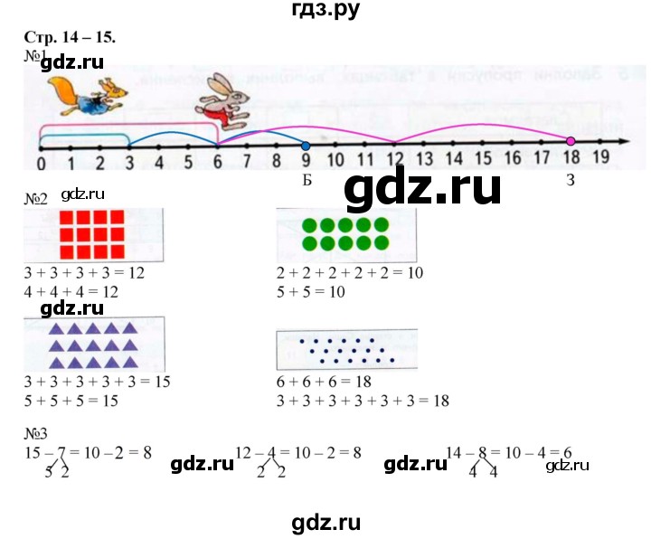 ГДЗ по математике 2 класс Дорофеев рабочая тетрадь  часть 1. страница - 14-15, Решебник 2015