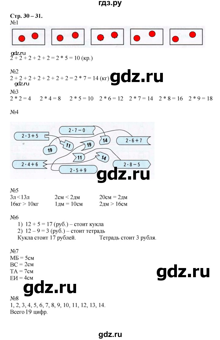 ГДЗ по математике 2 класс Дорофеев рабочая тетрадь  часть 1. страница - 30-31, Решебник 2015