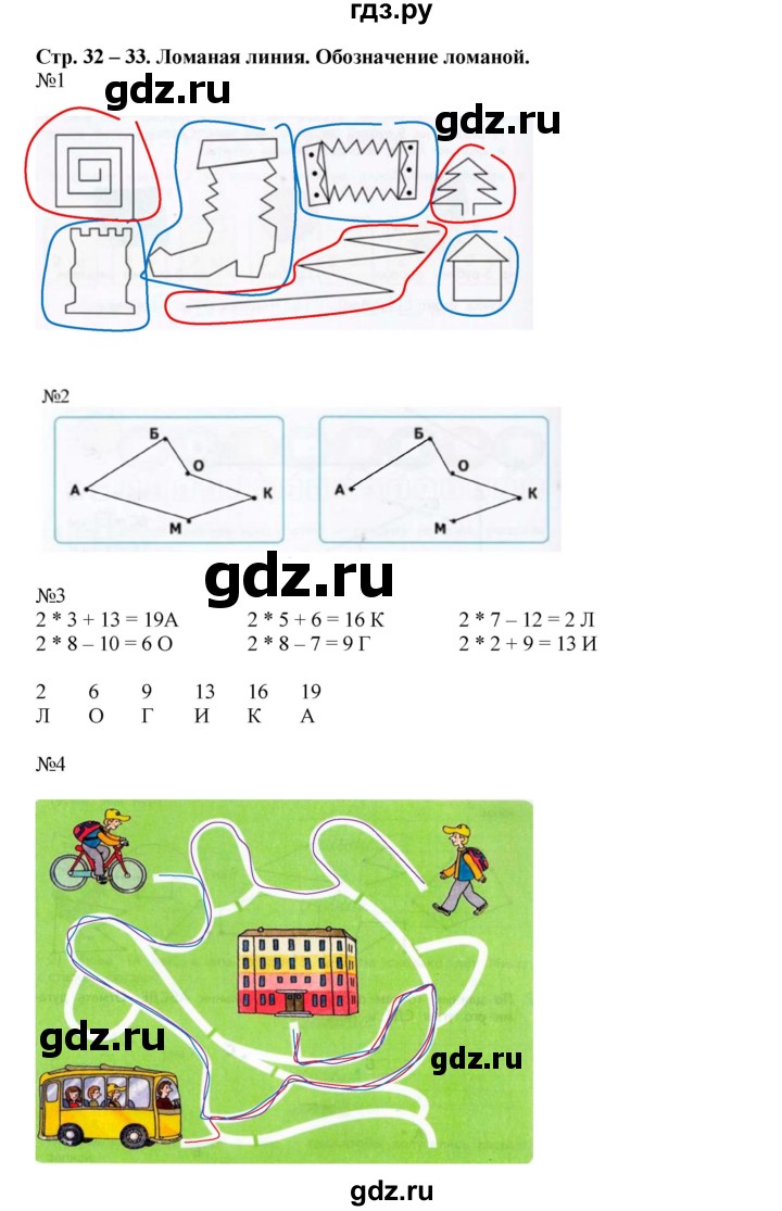 ГДЗ по математике 2 класс Дорофеев рабочая тетрадь  часть 1. страница - 32-33, Решебник 2015